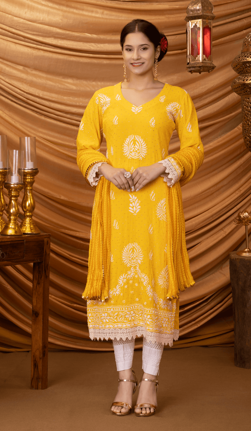 Dehmi Casual Wear Ladies Yellow Designer Kurti, Size: S To XXL, Wash Care:  Machine wash at best price in Jodhpur